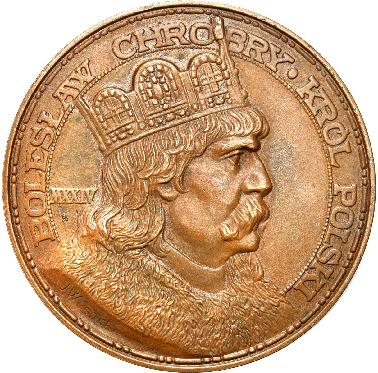 Polska II RP. Medal 1924 Bolesław Chrobry, brąz – PIĘKNY